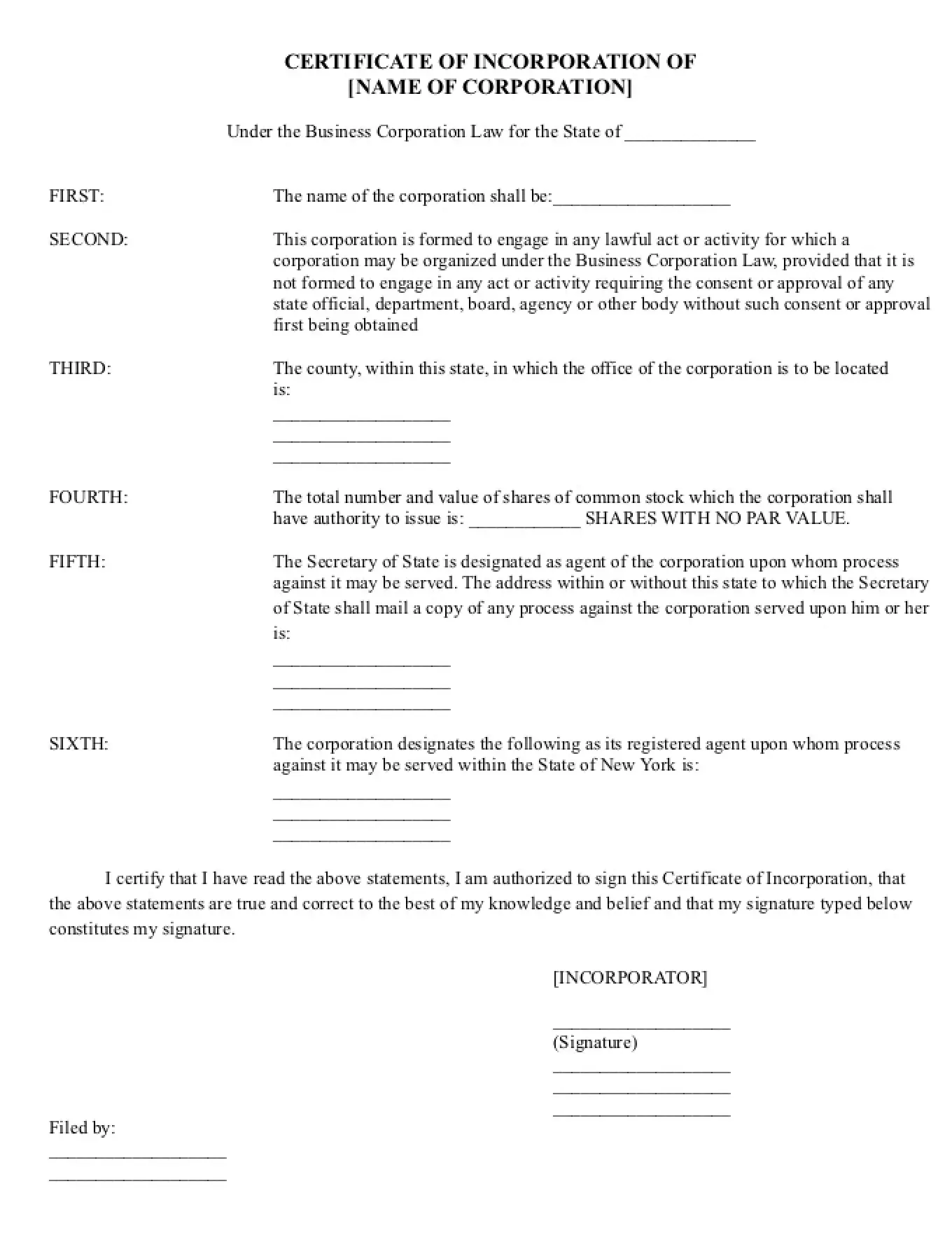Articles of Incorporation